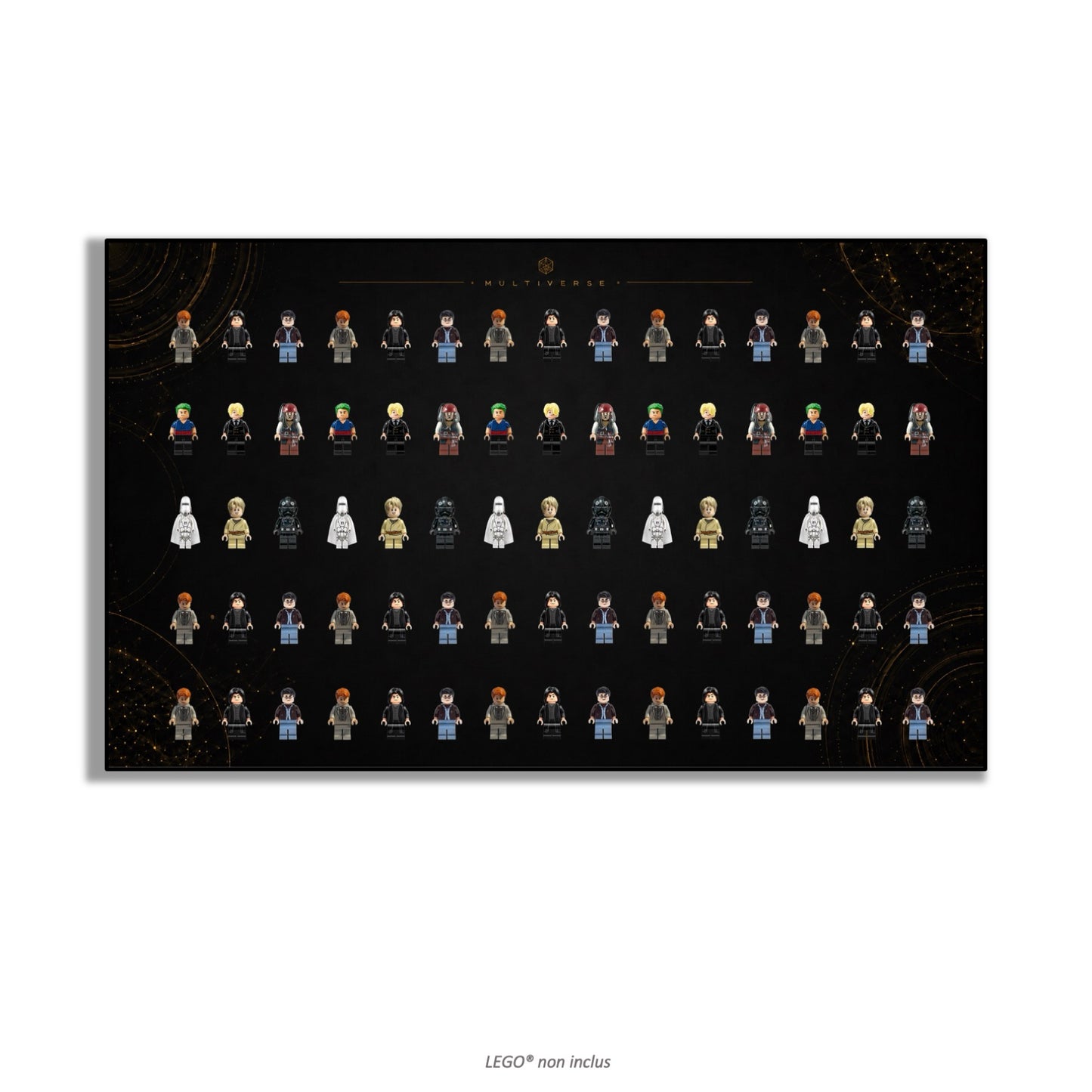 LEGO® Minifigure Display Wall Art 75x45 cm, for 75 Minifigures, 7 Backgrounds, 3 Finishes