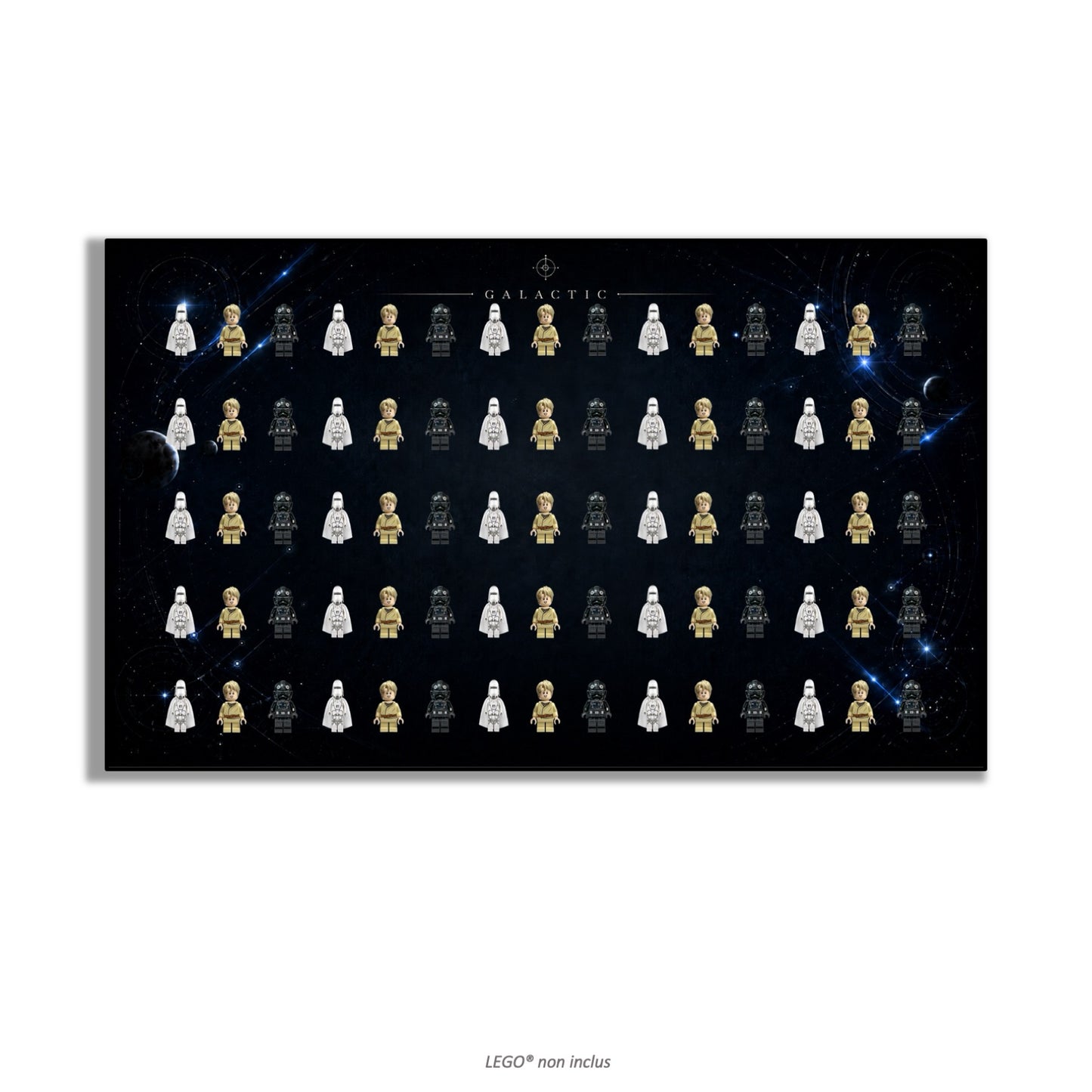LEGO® Minifigure Display Wall Art 75x45 cm, for 75 Minifigures, 7 Backgrounds, 3 Finishes