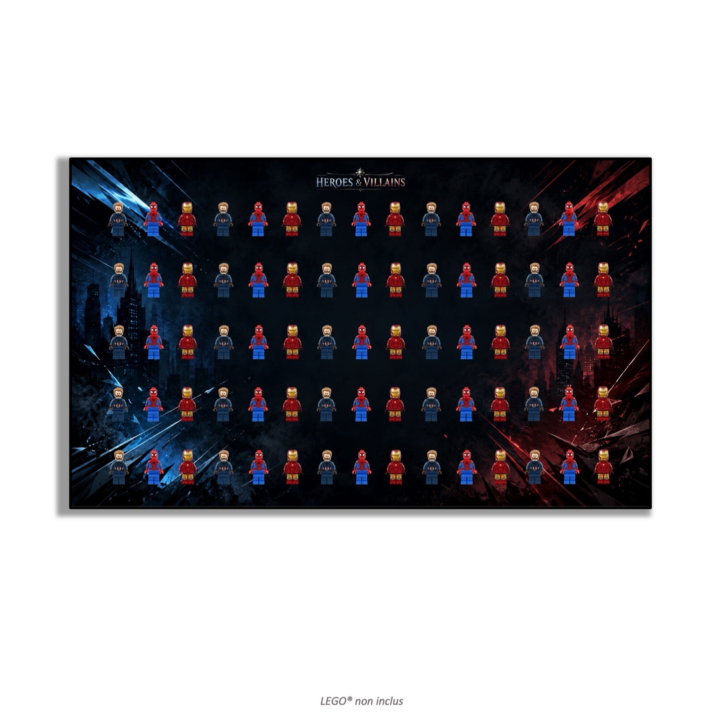 LEGO® Minifigure Display Wall Art 75x45 cm, for 75 Minifigures, 7 Backgrounds, 3 Finishes