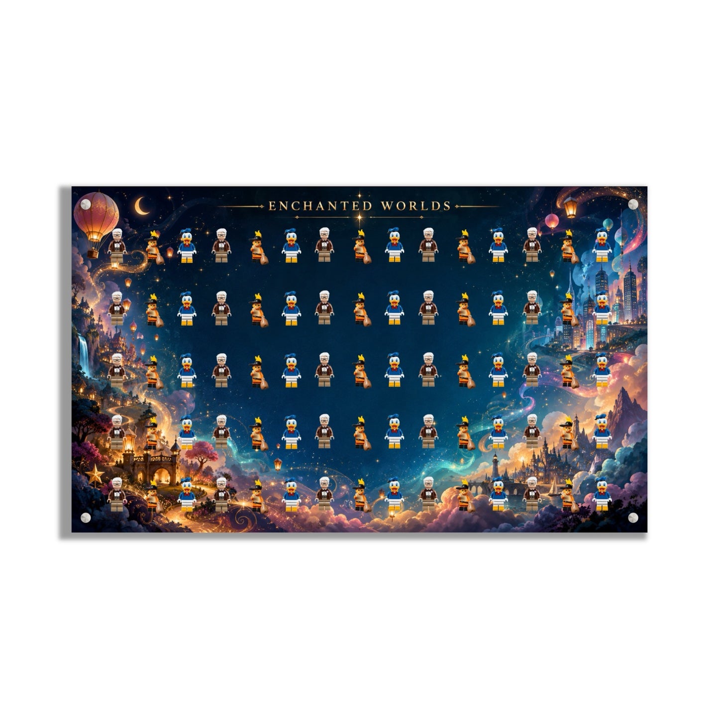 LEGO® Minifigure Display Wall Art 75x45 cm, for 75 Minifigures, 7 Backgrounds, 3 Finishes