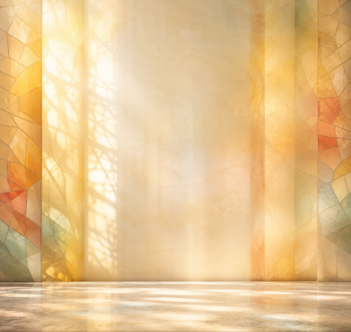 La Sagrada Família LEGO® 21065 – Décor Verrière dorée – Visuel du décor seul, sans le set – Fond de meuble aluminium Kadris®