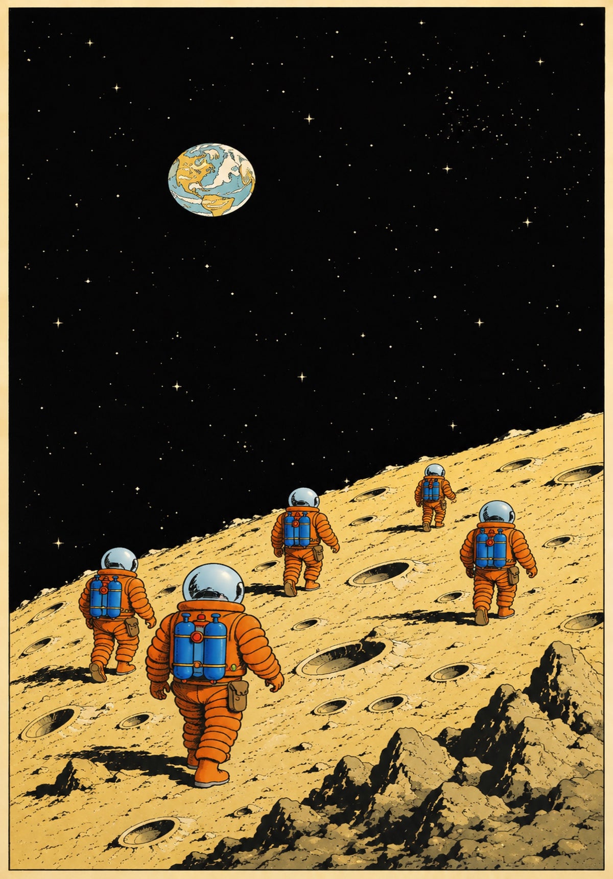 La fusée de Tintin LEGO® 21367 – Décor Lunar Expedition – Visuel du décor seul – Fond de meuble aluminium Kadris®