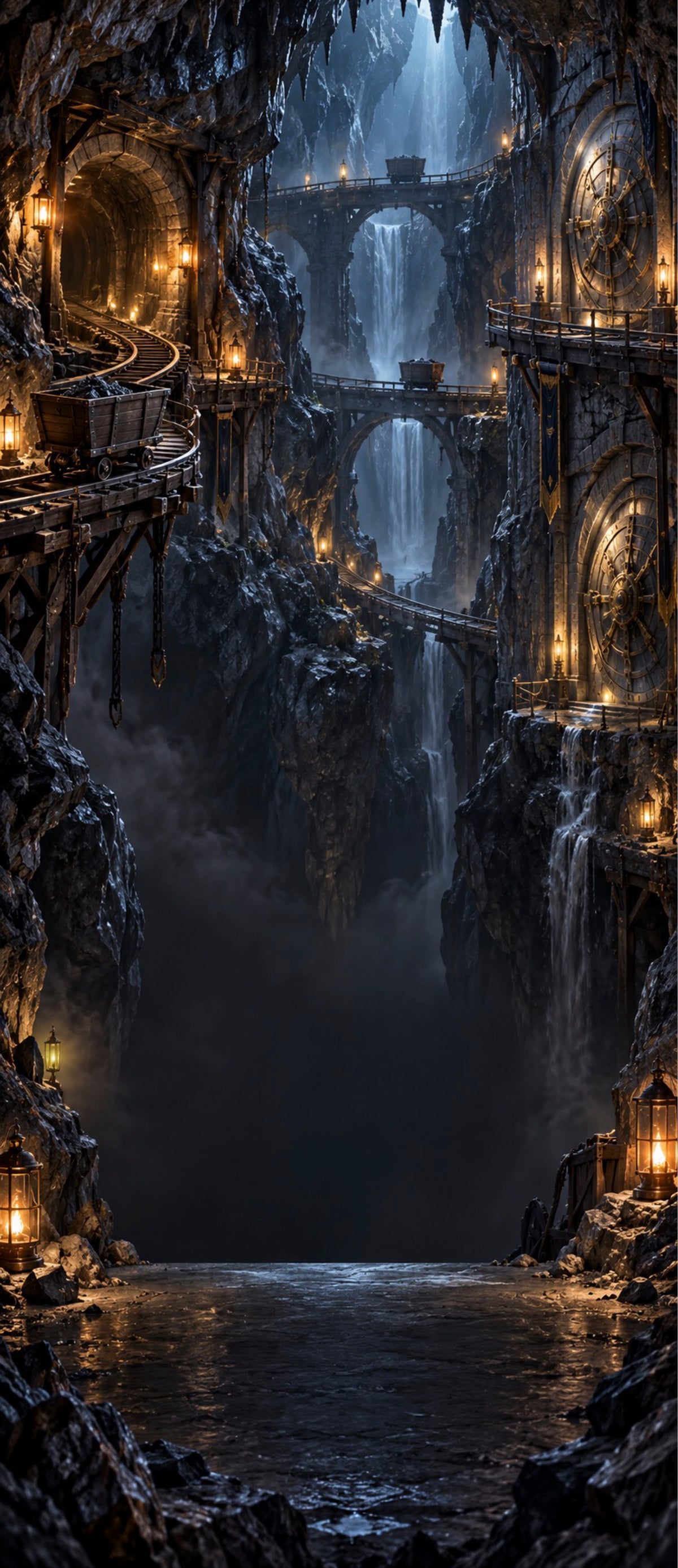 Banque Gringotts LEGO® 76417 – Décor Underground Vaults – Visuel du décor seul – Fond de meuble aluminium Kadris®